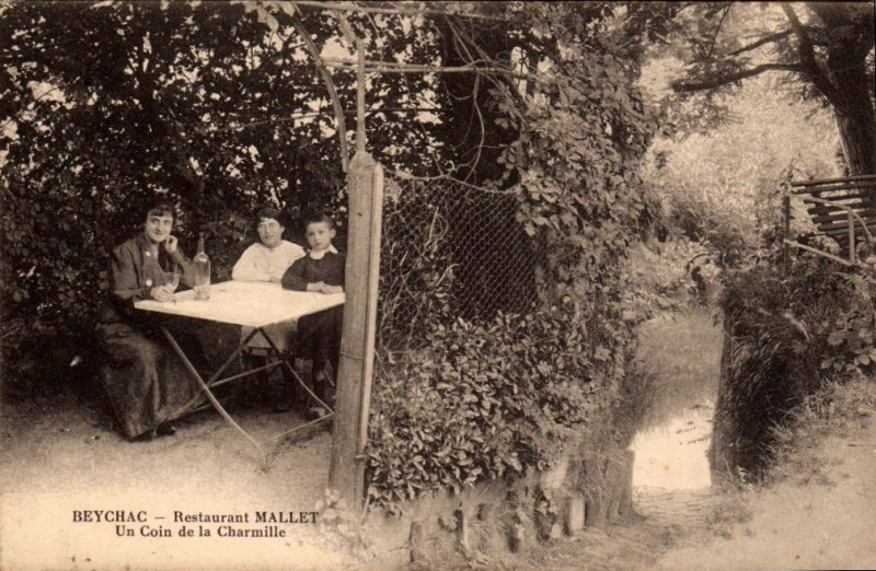 Carte postale ancienne Beychac - restaurant Mallet