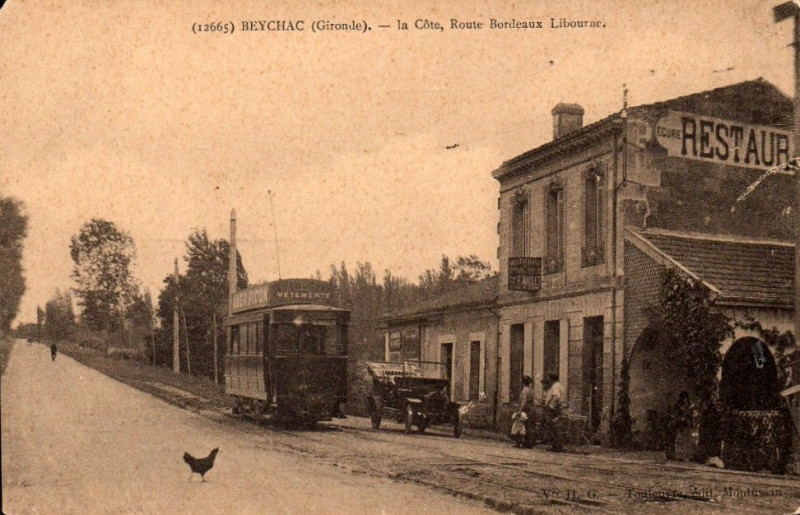 Carte postale ancienne Beychac-Montussan Tramway 2