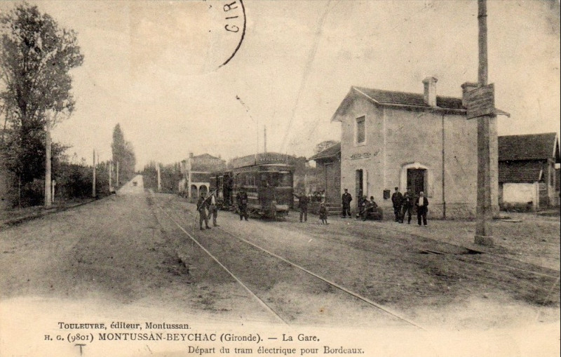 Carte postale ancienne Beychac-Montussan Tramway 5