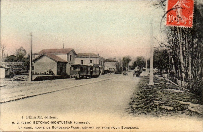 Carte postale ancienne Beychac-Montussan Tramway 6