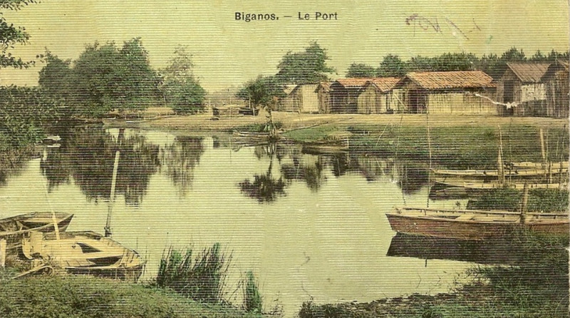 Carte postale ancienne Biganos - port