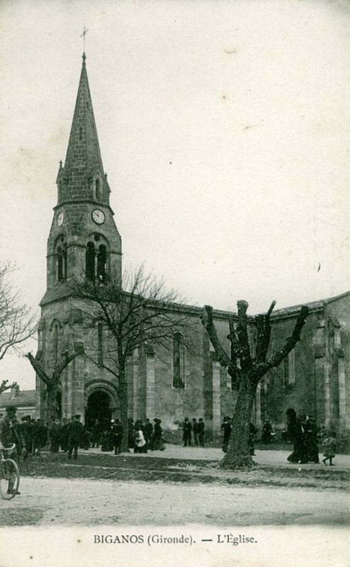 Carte postale ancienne Biganos - église 1