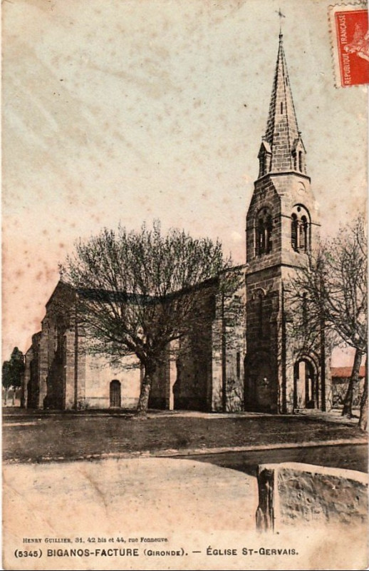 Carte postale ancienne Biganos - église 2
