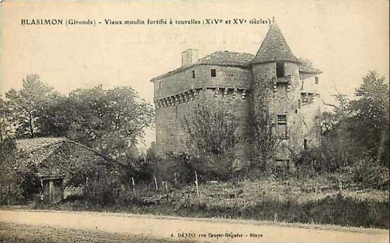 Carte postale ancienne Blasimon - moulin de la Barthe 3