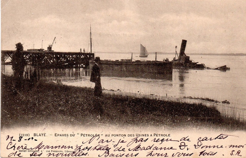 Carte postale ancienne Blaye - usine à pétrole 2 (2)
