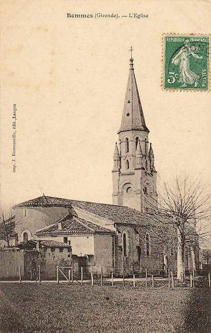 Carte postale ancienne Bommes - église 1