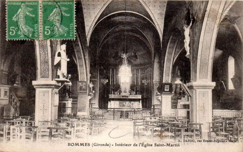 Carte postale ancienne Bommes - église 5