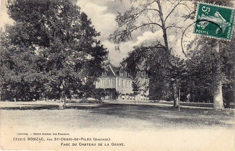Carte postale ancienne Bonzac - château de la Grave 1