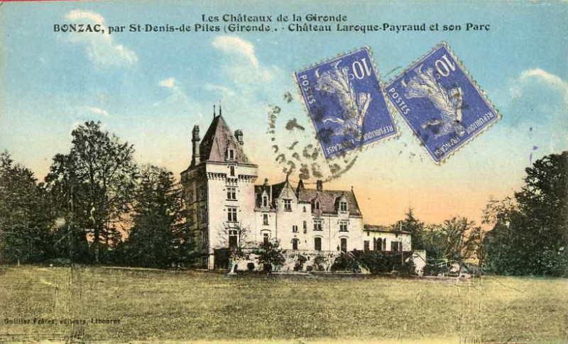 Carte postale ancienne Bonzac - château Laroque-Payraud