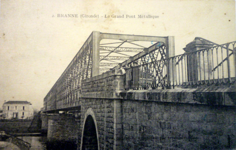 Carte postale ancienne Branne - Dordogne et pont 4