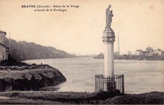 Carte postale ancienne Branne - Dordogne et Vierge 1