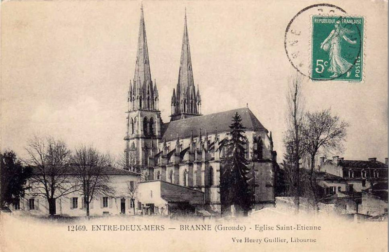 Carte postale ancienne Branne - église 2