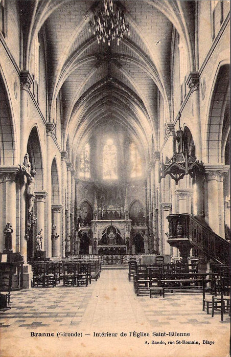 Carte postale ancienne Branne - église 4