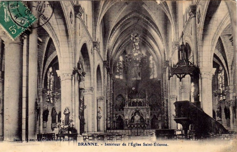 Carte postale ancienne Branne - église 5