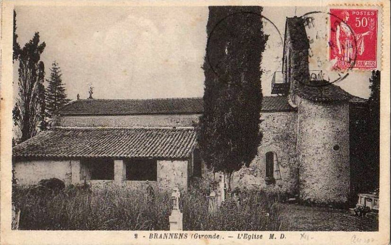 Carte postale ancienne Brannens - église 1