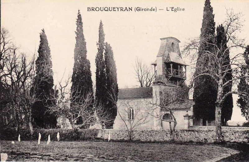 Carte postale ancienne Brouqueyran - église