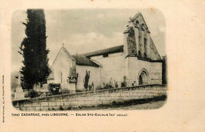 Carte postale ancienne Cadarsac - église 1