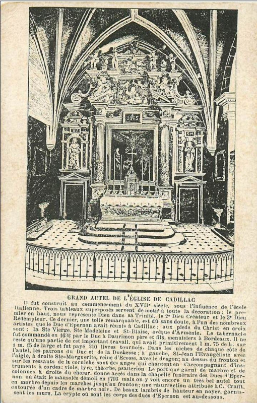 Carte postale ancienne Cadillac-sur-Garonne - église Notes 1