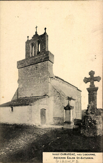 Carte postale ancienne Camarsac - église 1