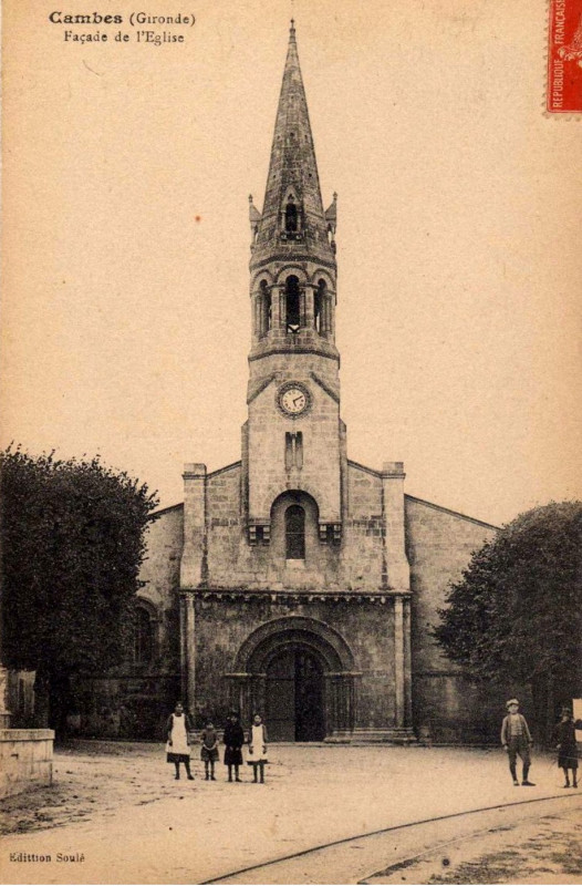 Carte postale ancienne Cambes église 1