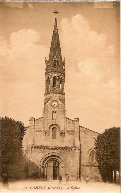 Carte postale ancienne Cambes église 2