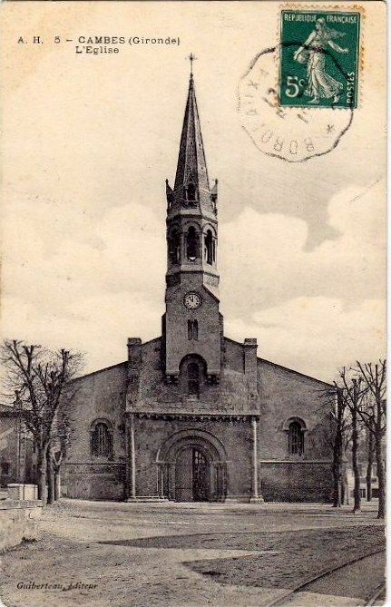 Carte postale ancienne Cambes église 3