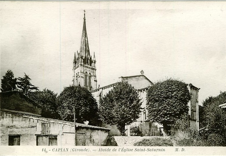 Carte postale ancienne Capian - église 2