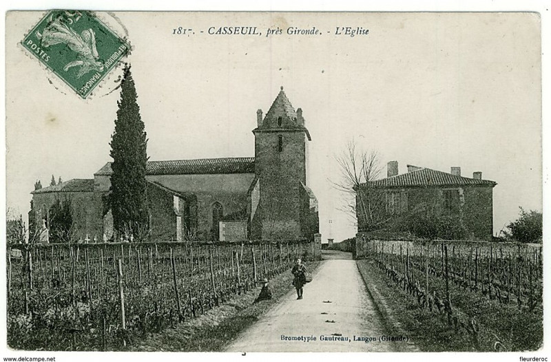 Carte postale ancienne Casseuil - église 1