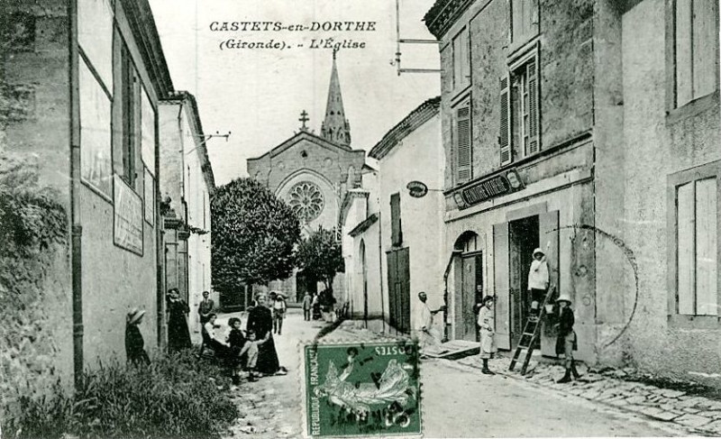 Carte postale ancienne Castets-en-Dorthe - bourg 2
