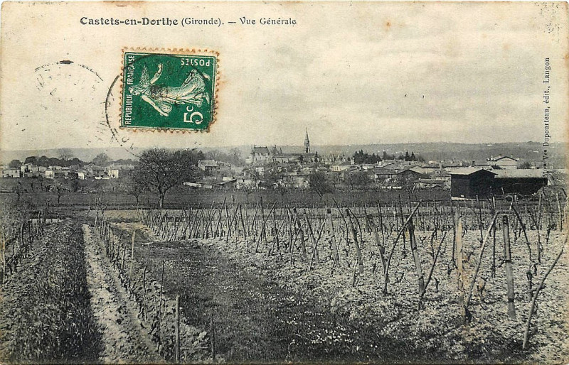 Carte postale ancienne Castets-en-Dorthe - vue générale 6b