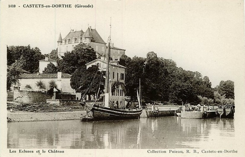 Carte postale ancienne Castets-en-Dorthe - écluse