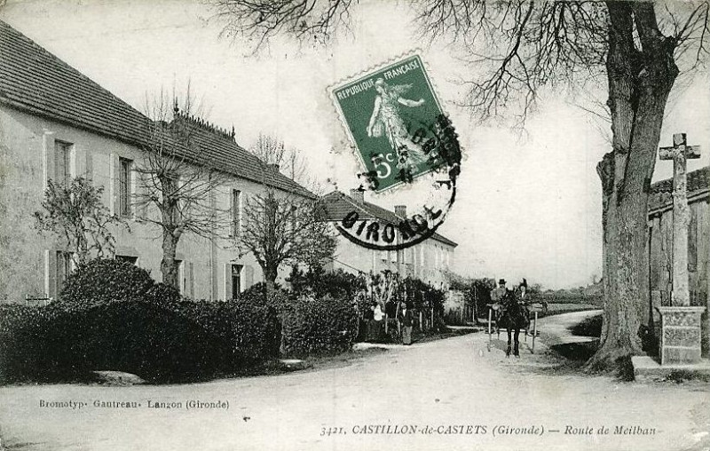 Carte postale ancienne Castillon-de-Castets - bourg