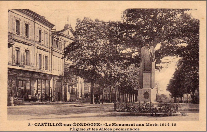 Carte postale ancienne Castillon - monument aux morts