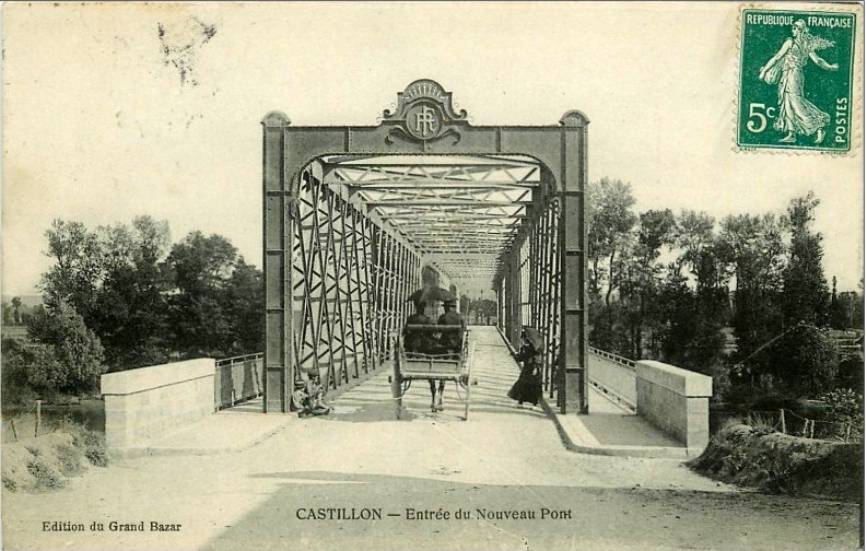 Carte postale ancienne Castillon - pont de Tranchard 2b