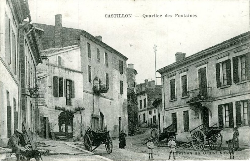 Carte postale ancienne Castillon - quartier des fontaines