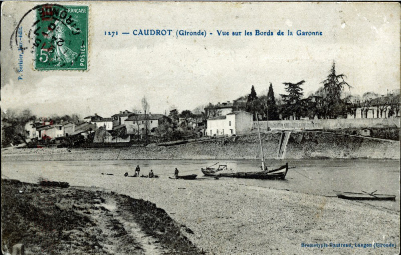 Carte postale ancienne Caudrot - bords de la Garonne 1