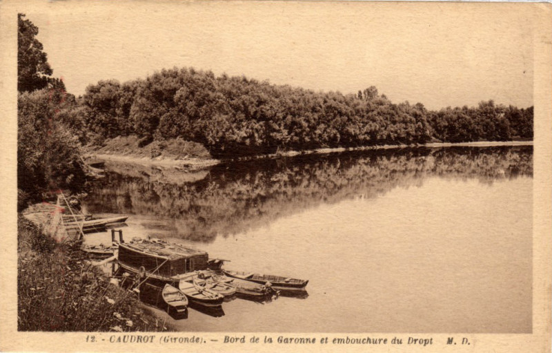 Carte postale ancienne Caudrot - bords de la Garonne 2