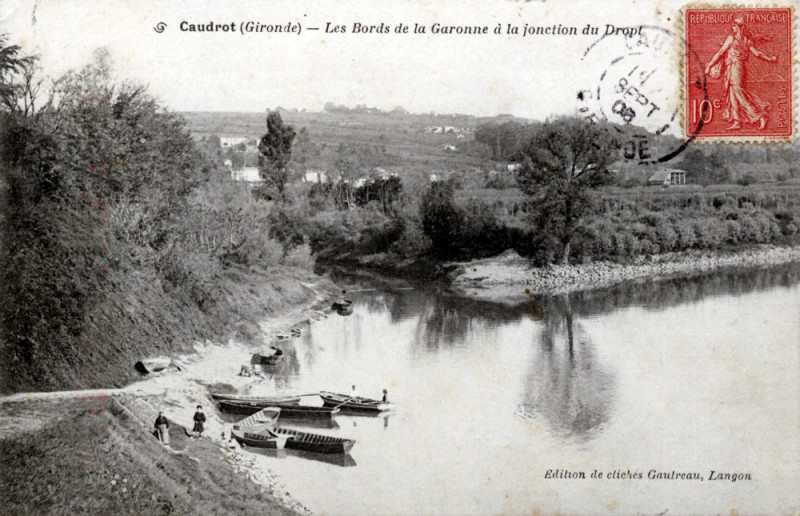 Carte postale ancienne Caudrot - bords de la Garonne 4