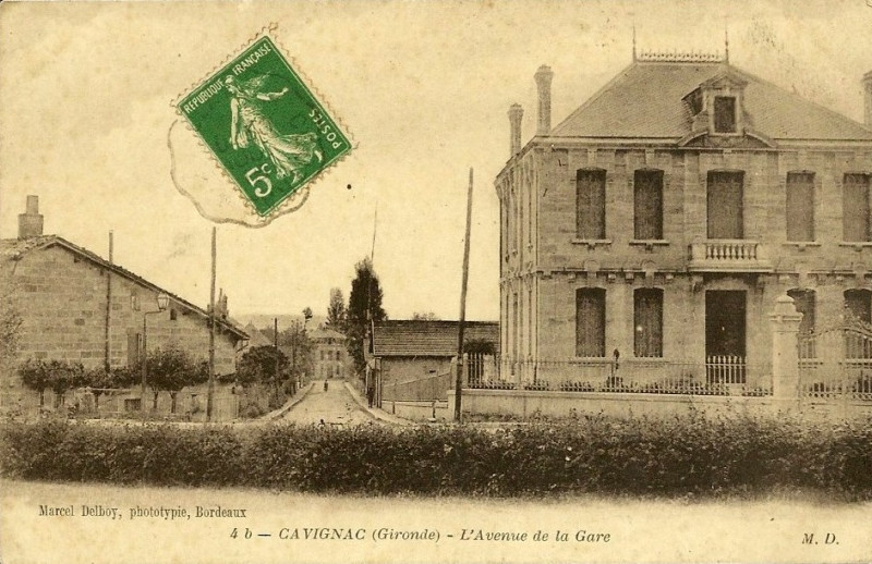 Carte postale ancienne Cavignac - avenue de la gare
