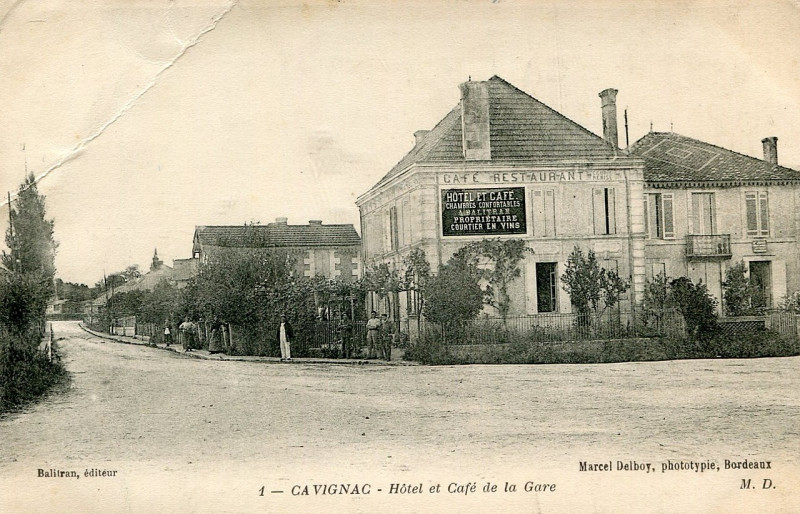 Carte postale ancienne Cavignac - Hôtel de la Gare 1