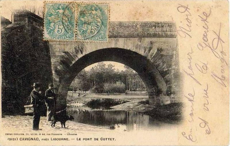Carte postale ancienne Cavignac - pont de Cottet 2