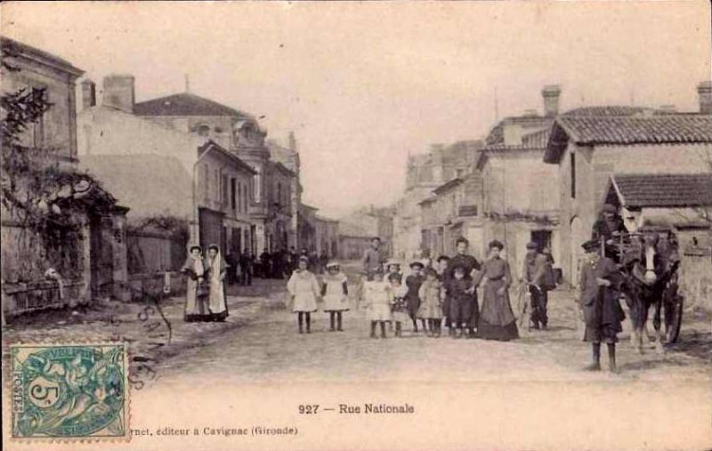Carte postale ancienne Cavignac - route nationale 1