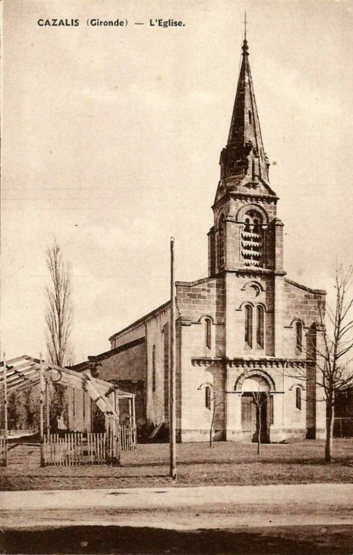 Carte postale ancienne Cazalis - église