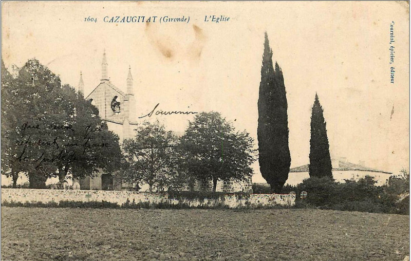 Carte postale ancienne Cazaugitat - église a