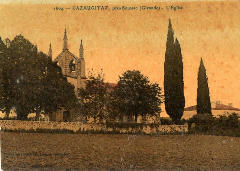 Carte postale ancienne Cazaugitat - église b