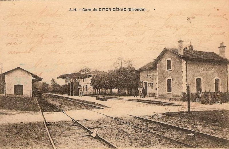 Carte postale ancienne Cénac - gare