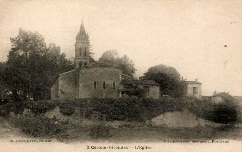 Carte postale ancienne Cérons - église 2