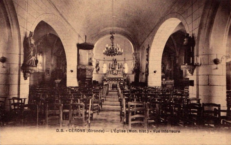 Carte postale ancienne Cérons - église 3
