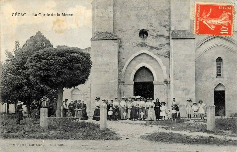 Carte postale ancienne Cézac - église 2