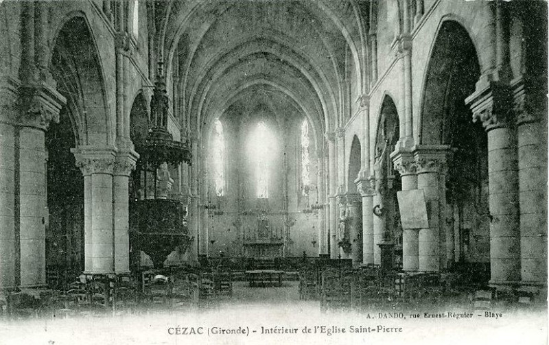 Carte postale ancienne Cézac - église 3